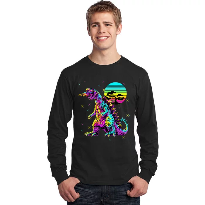 Streetwear Synthwave 80s 90s Retro Anime Snakezilla Tall Long Sleeve T-Shirt