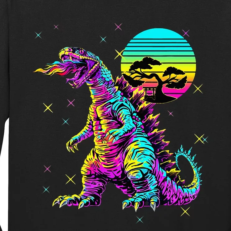 Streetwear Synthwave 80s 90s Retro Anime Snakezilla Tall Long Sleeve T-Shirt