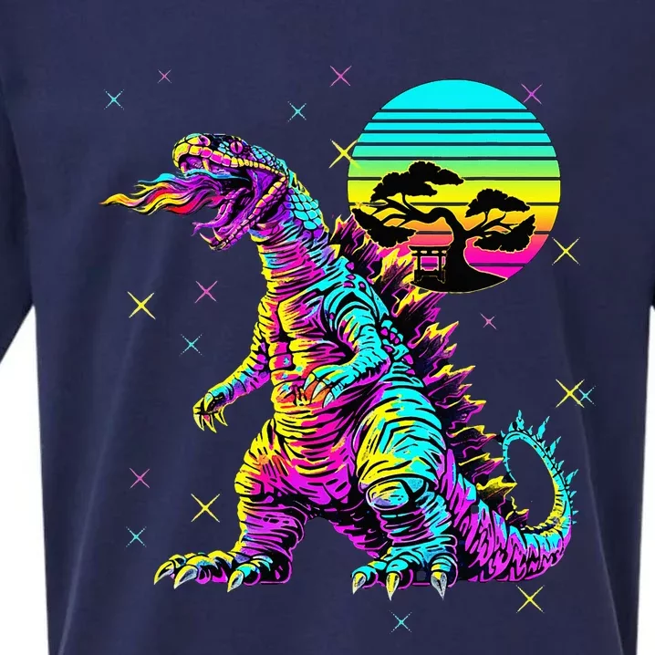 Streetwear Synthwave 80s 90s Retro Anime Snakezilla Sueded Cloud Jersey T-Shirt