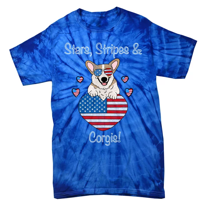 Stars Stripes And Corgis Pembroke Welsh Corgi Indian Creek Gift Tie-Dye T-Shirt