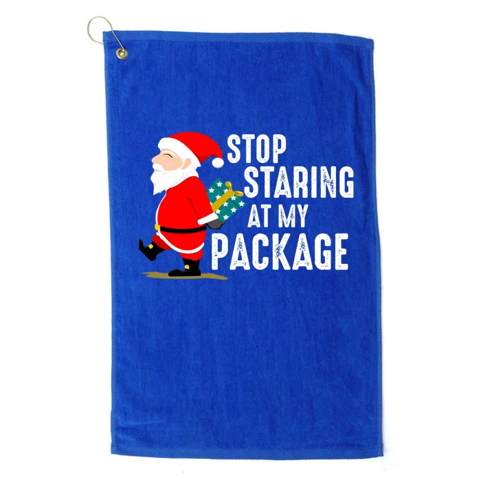 Stop Staring At My Package Funny Adult Humour Xmas Gift Platinum Collection Golf Towel