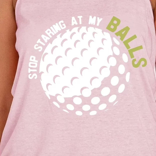 Stop Staring At My Balls Golf Women's Knotted Racerback Tank