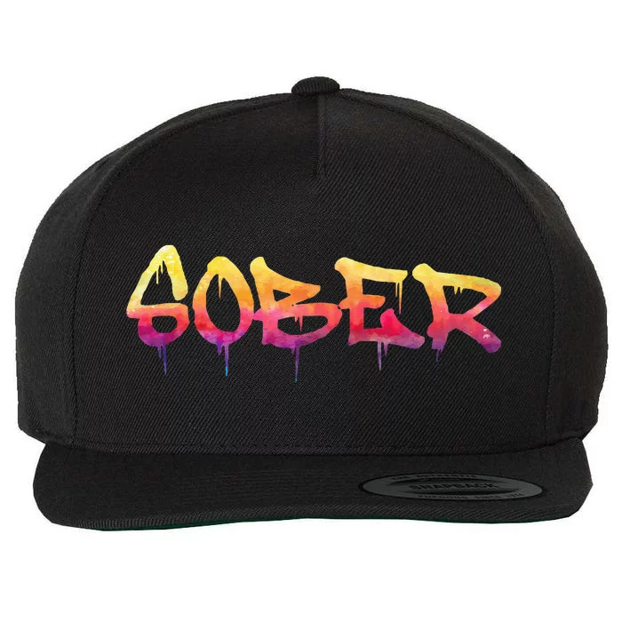 Sober Sobriety Anniversary Recovery Sober AA NA Wool Snapback Cap