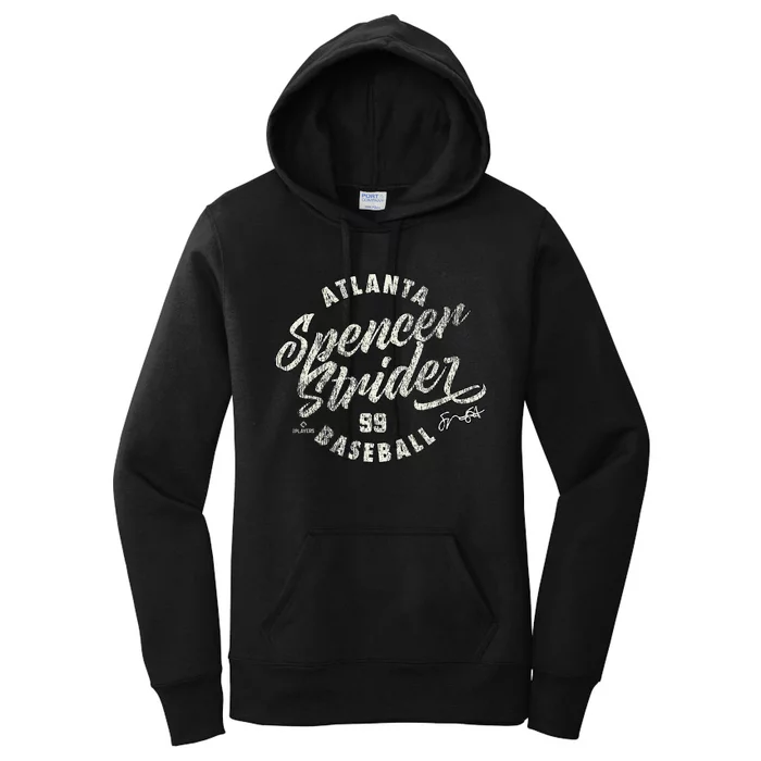 Spencer Strider Atlanta Baseball Vintage Cursive Women's Pullover Hoodie