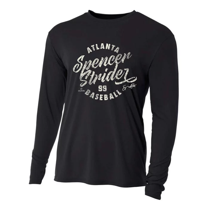 Spencer Strider Atlanta Baseball Vintage Cursive Cooling Performance Long Sleeve Crew