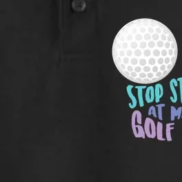 Stop Staring At My Golf Balls Funny Boobs For Golfer Dry Zone Grid Performance Polo