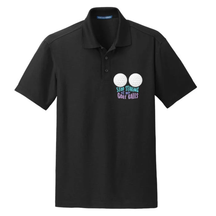 Stop Staring At My Golf Balls Funny Boobs For Golfer Dry Zone Grid Performance Polo