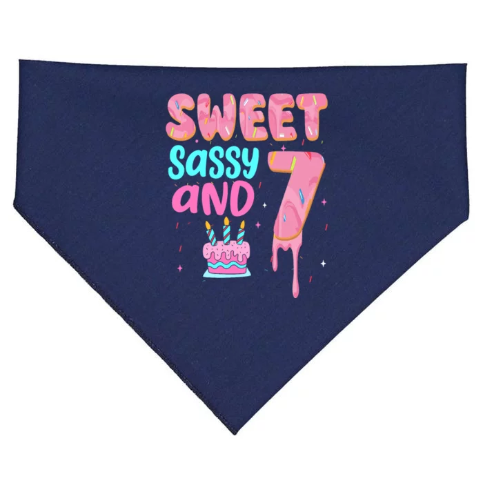 Sweet Sassy And Seven Birthday Girl Donut 7th Birthday USA-Made Doggie Bandana