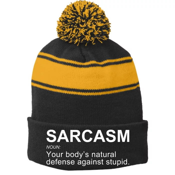 Sarcasm Stripe Pom Pom Beanie