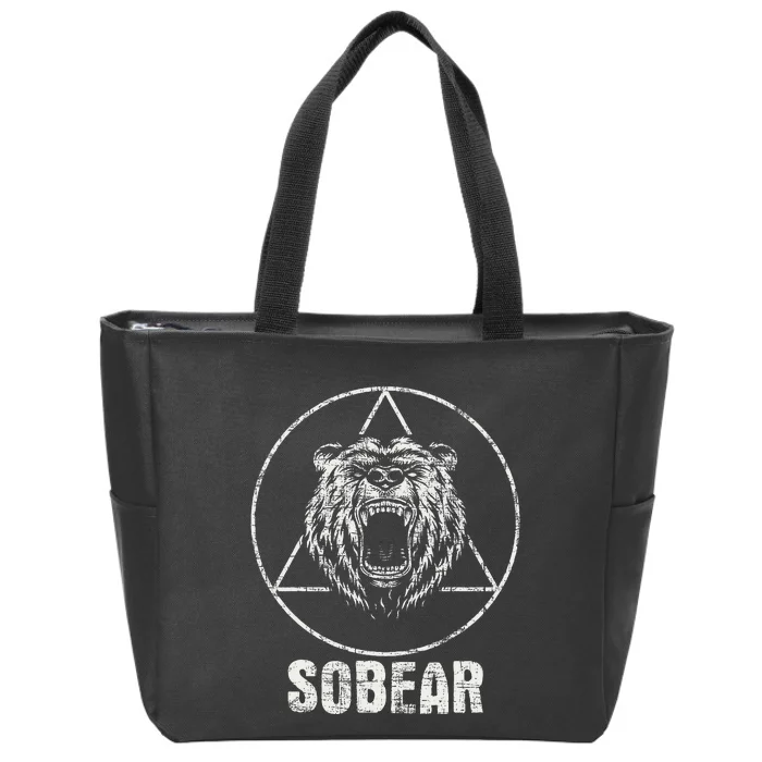 Sobear Sobriety Anniversary Sober Aa Na Recovery Zip Tote Bag