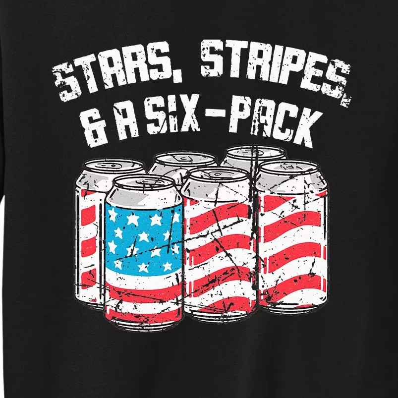 Stars Stripes & A Six Pack Beer Can US Flag 4th of July Sweatshirt