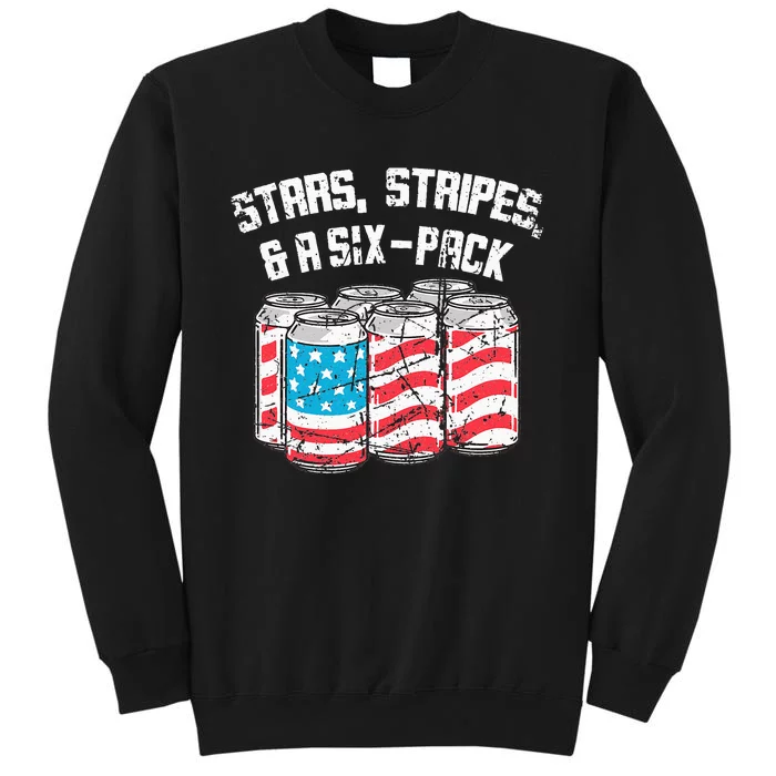 Stars Stripes & A Six Pack Beer Can US Flag 4th of July Sweatshirt