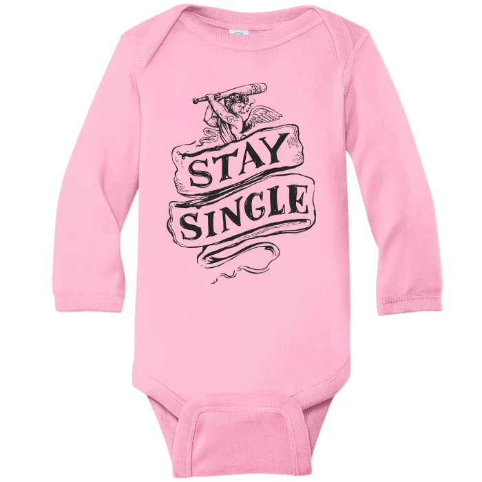 Stay Single Anti Valentine's Day Baby Long Sleeve Bodysuit