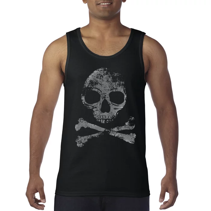 Scary Skull And Crossbones Grunge Style Gothic Creepy Spooky Tank Top