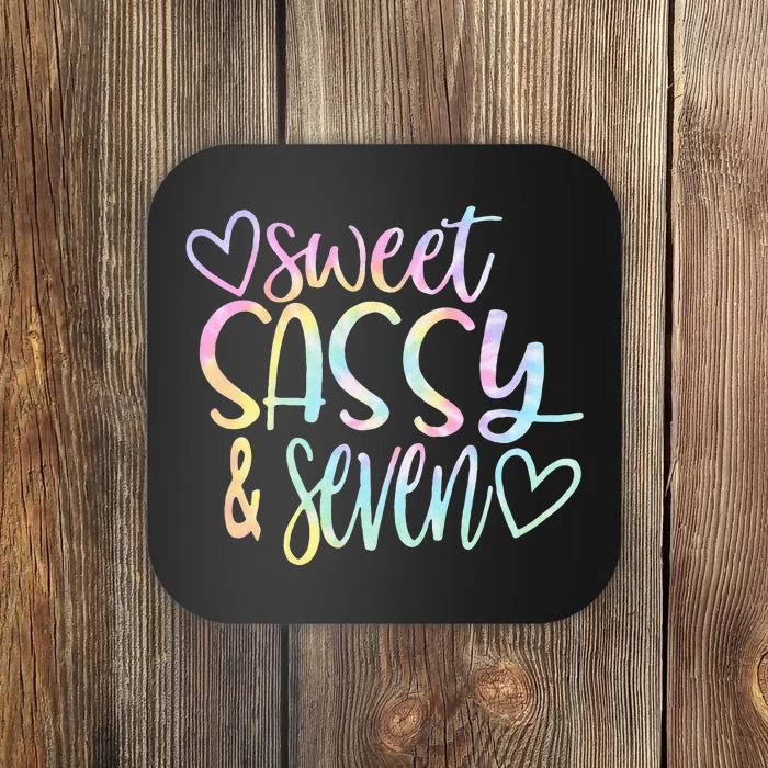 Sweet Sassy And Seven Birthday Tie Dye Tee Kids Coaster