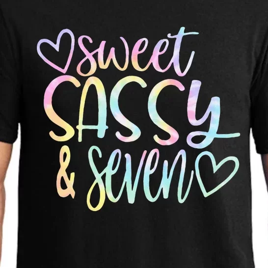 Sweet Sassy And Seven Birthday Tie Dye Tee Kids Pajama Set