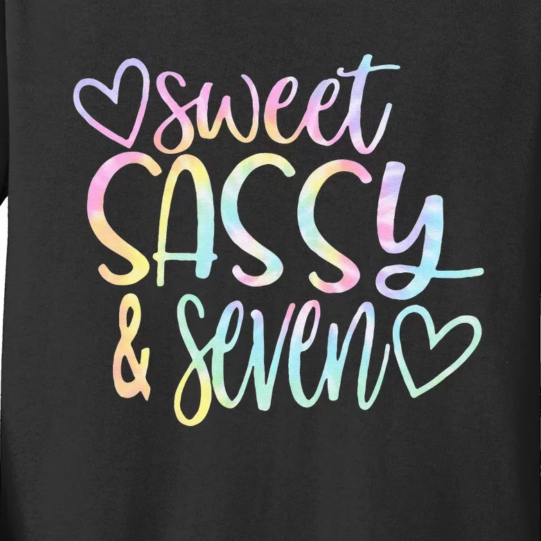 Sweet Sassy And Seven Birthday Tie Dye Tee Kids Kids Long Sleeve Shirt