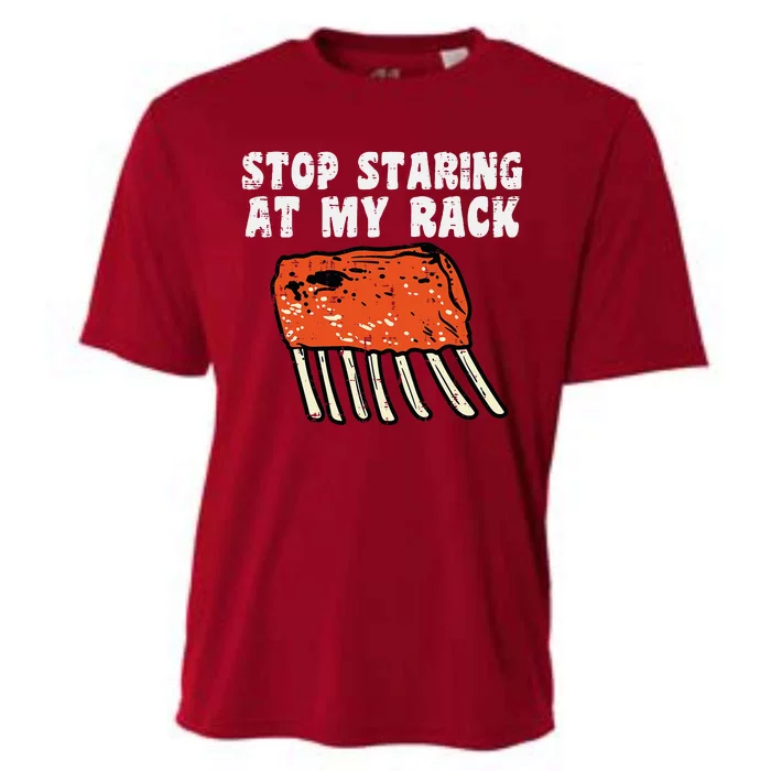 Stop Staring At My Rack Bbq Ribs Barbecue Grill Cooling Performance Crew T-Shirt