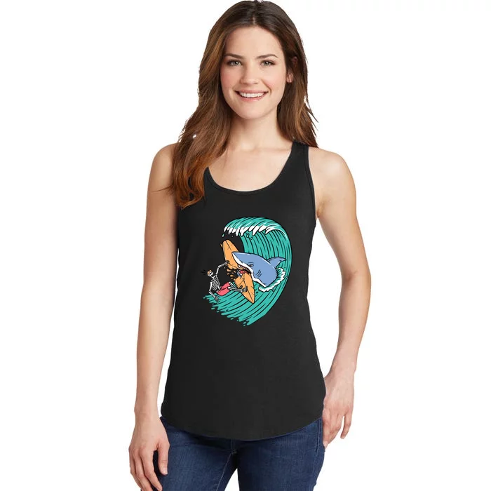 Surfing Sharks Attack Surfers Gift Ladies Essential Tank