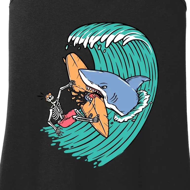 Surfing Sharks Attack Surfers Gift Ladies Essential Tank