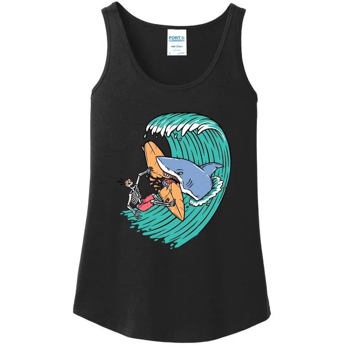 Surfing Sharks Attack Surfers Gift Ladies Essential Tank