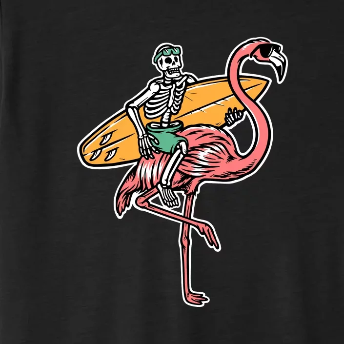 Surfing Skull And Flamingo Get Ready To Surf Gift ChromaSoft Performance T-Shirt