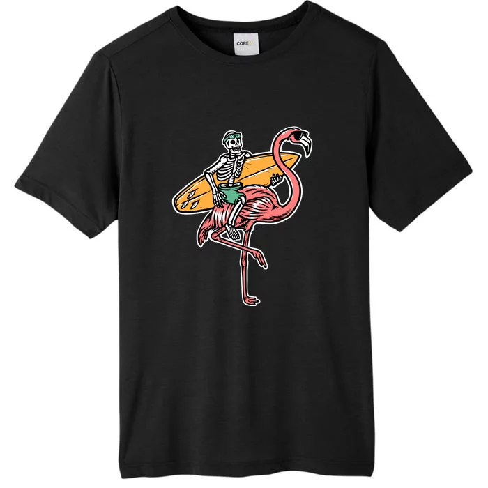 Surfing Skull And Flamingo Get Ready To Surf Gift ChromaSoft Performance T-Shirt