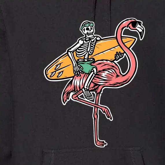 Surfing Skull And Flamingo Get Ready To Surf Gift Premium Hoodie