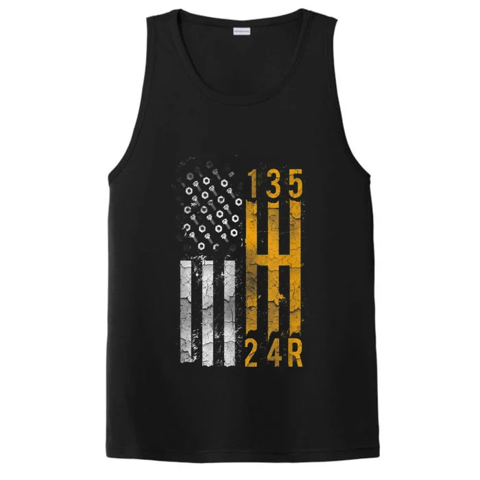 Stick Shift American Flag Muscle Car Mechanic Performance Tank