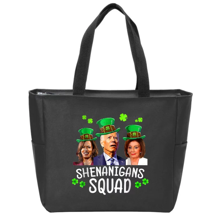 Shenanigans Squad Anti Biden Shamrock St Patrick's Day Funny Zip Tote Bag