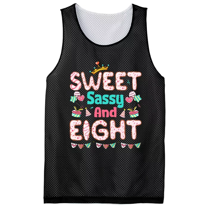 Sweet Sassy And Eight Birthday 8 Year Old Mesh Reversible Basketball Jersey Tank