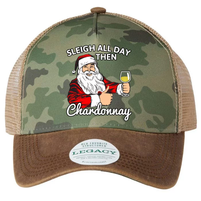 Santa Sleigh All Day Then Chardonnay Christmas Wine Gift Legacy Tie Dye Trucker Hat