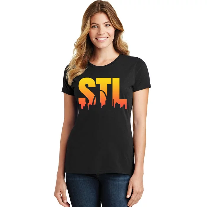 STL Skyline Art St. Louis Arch Missouri Souvenir Women's T-Shirt