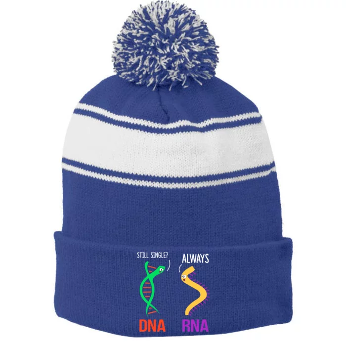 Still Single? Always Funny Dna And Rna Design Science Gift Stripe Pom Pom Beanie