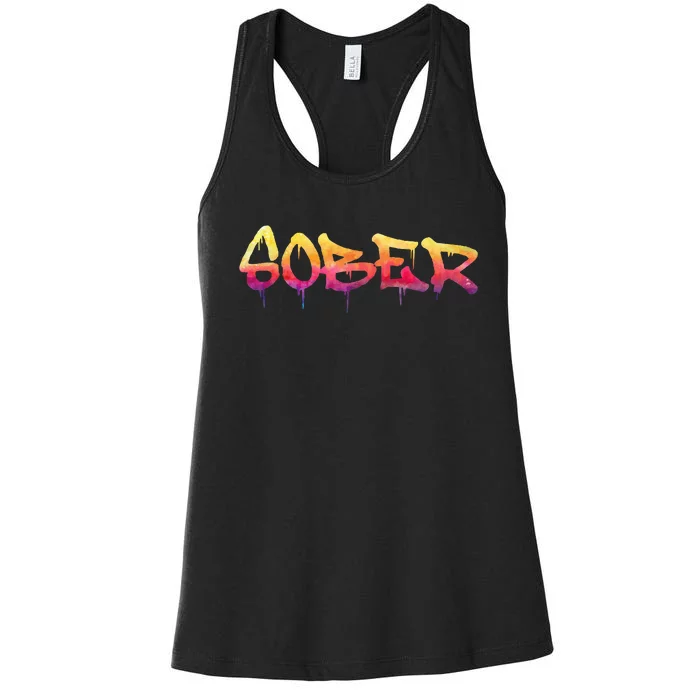 Sober Sobriety Anniversary Recovery Sober Aa Na Women's Racerback Tank