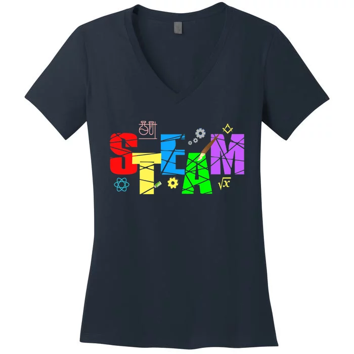 STEAM Science and Art STEM Creativity Maker Women's V-Neck T-Shirt