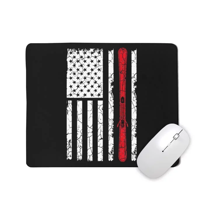 Ski Skiier American Flag Skiing USA Mousepad