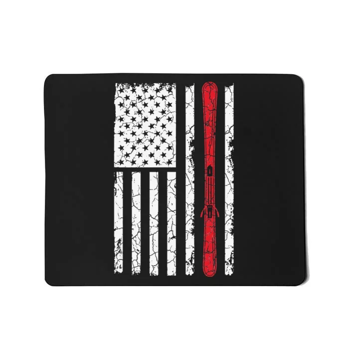 Ski Skiier American Flag Skiing USA Mousepad