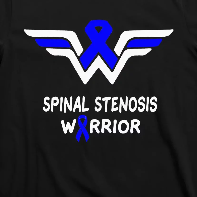 Spinal Stenosis Awareness Warrior Support Blue Ribbon Gifts T-Shirt