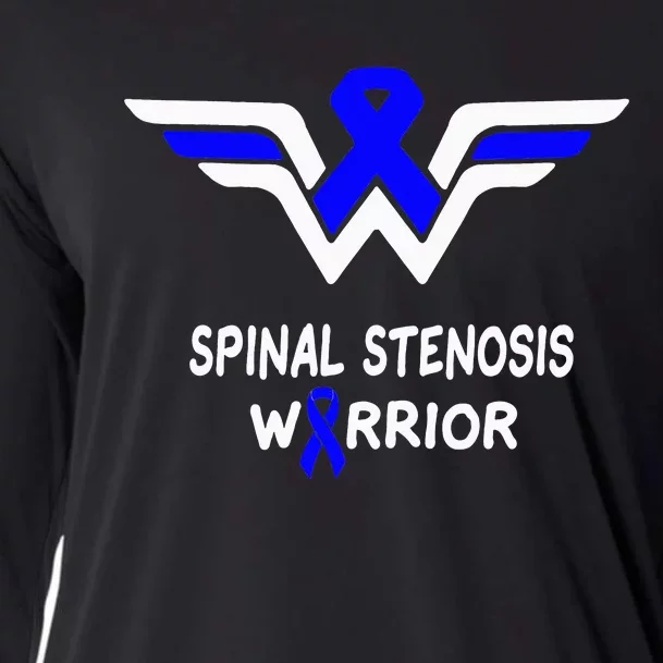 Spinal Stenosis Awareness Warrior Support Blue Ribbon Gifts Cooling Performance Long Sleeve Crew