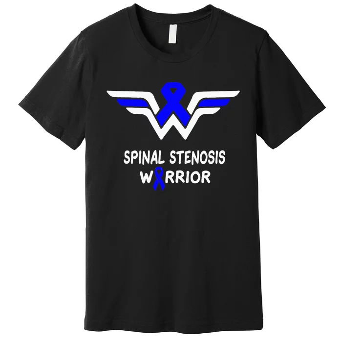 Spinal Stenosis Awareness Warrior Support Blue Ribbon Gifts Premium T-Shirt