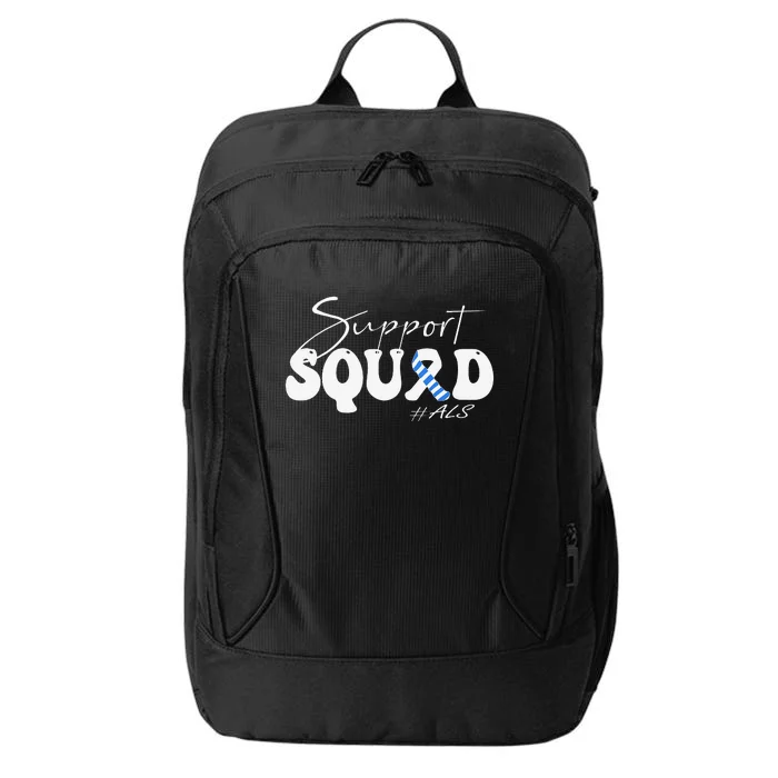 Support Squad ALS Awareness Blue & White Ribbon City Backpack