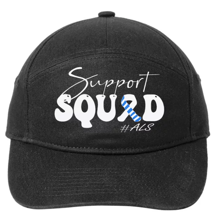 Support Squad ALS Awareness Blue & White Ribbon 7-Panel Snapback Hat