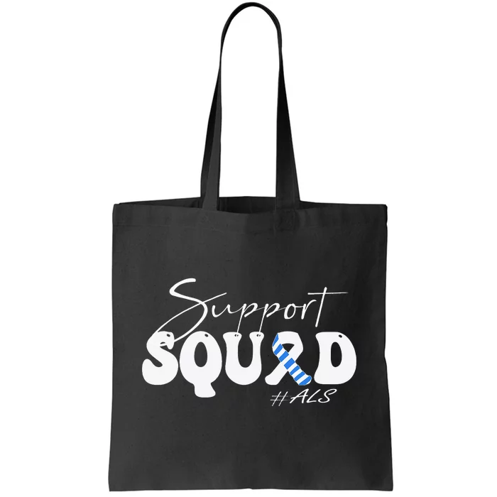 Support Squad ALS Awareness Blue & White Ribbon Tote Bag