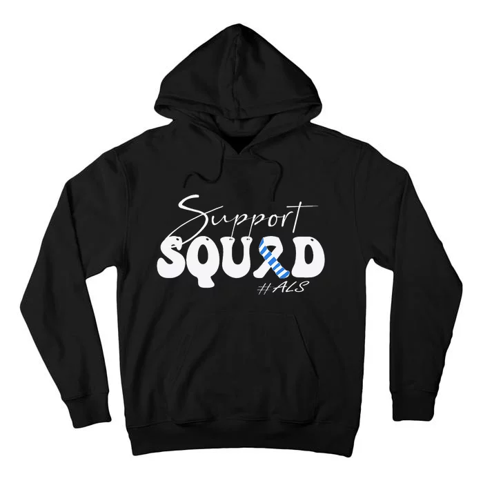 Support Squad ALS Awareness Blue & White Ribbon Tall Hoodie