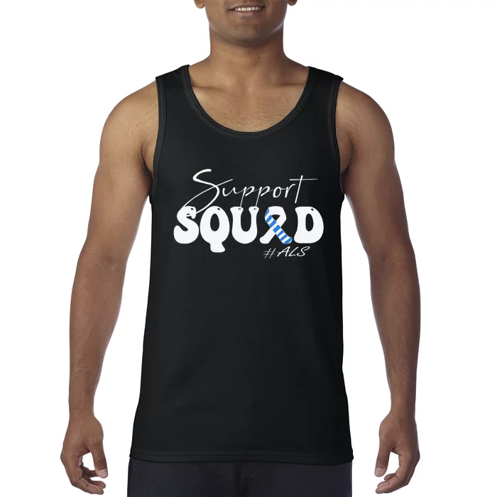 Support Squad ALS Awareness Blue & White Ribbon Tank Top