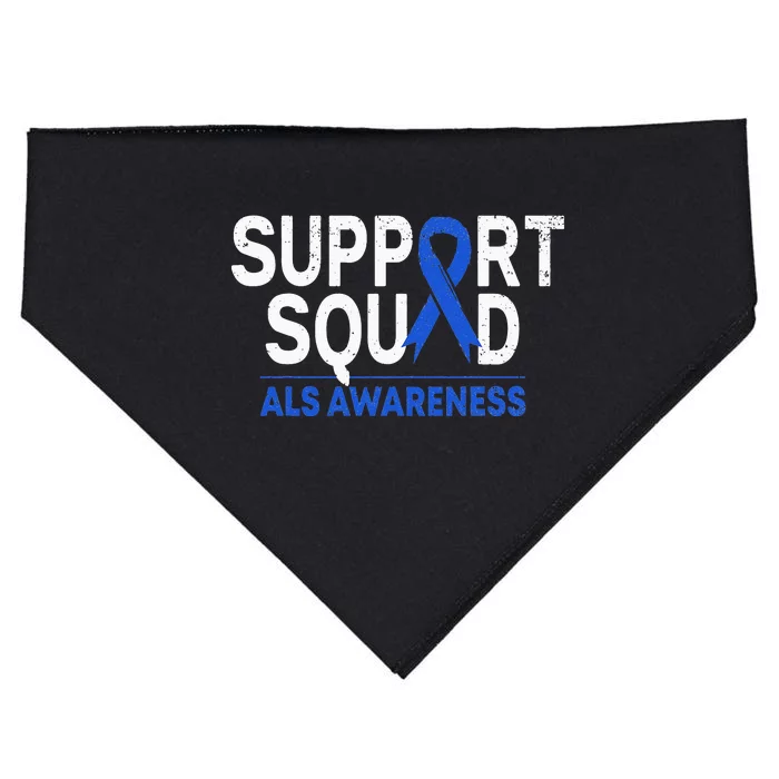 Support Squad ALS Awareness Month Blue Ribbon Support Team USA-Made Doggie Bandana