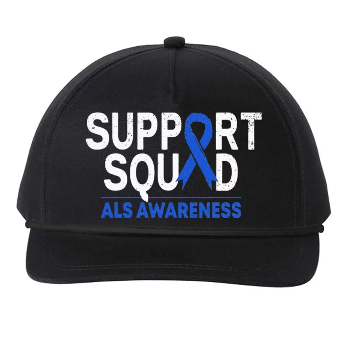 Support Squad ALS Awareness Month Blue Ribbon Support Team Snapback Five-Panel Rope Hat