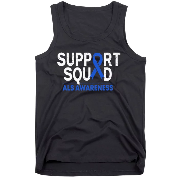 Support Squad ALS Awareness Month Blue Ribbon Support Team Tank Top