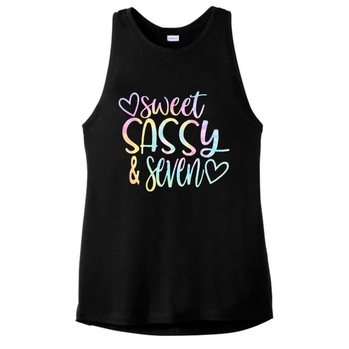 Sweet Sassy And Seven Birthday Tie Dye Tee Kids Ladies Tri-Blend Wicking Tank